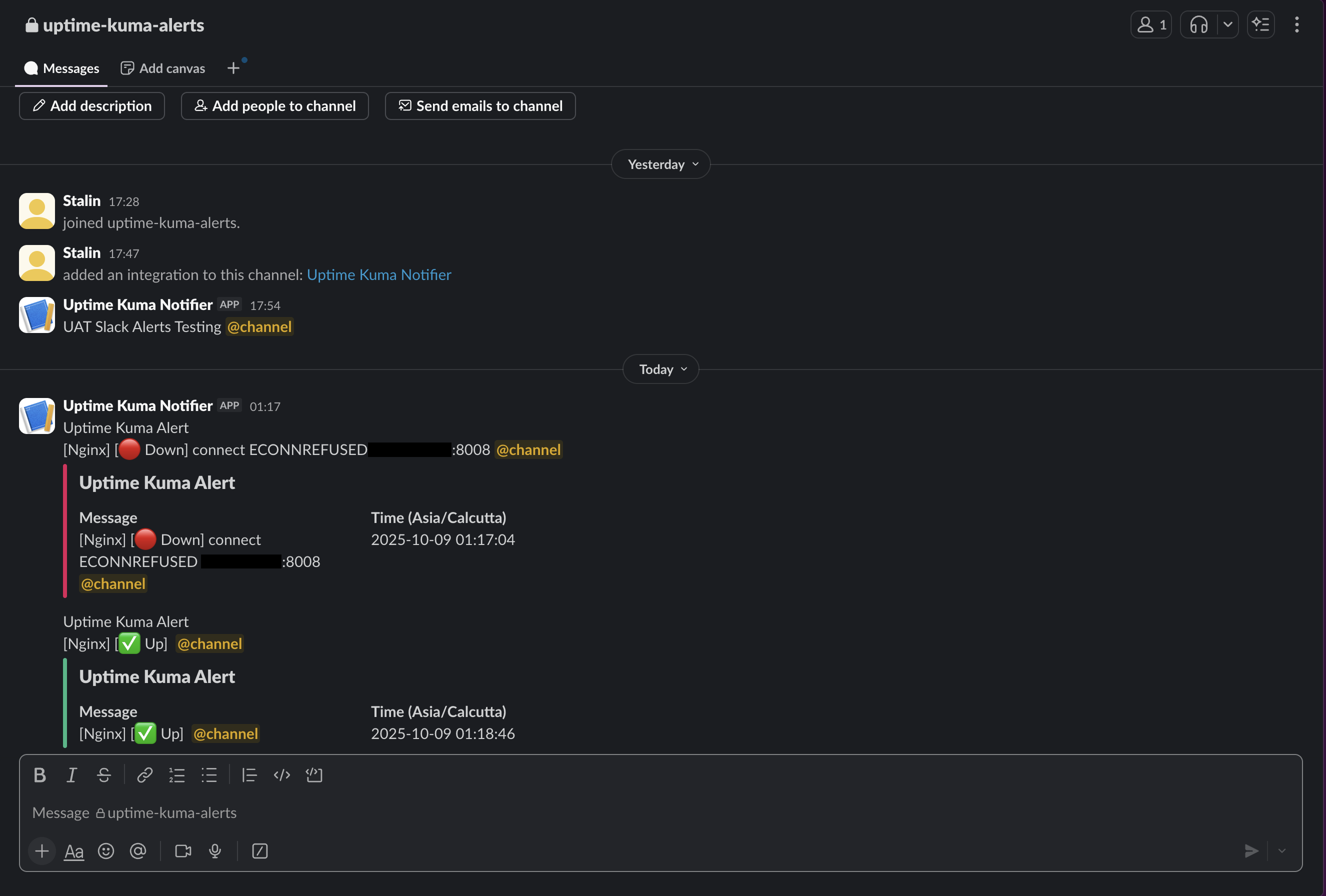 Notification Alerts in Slack