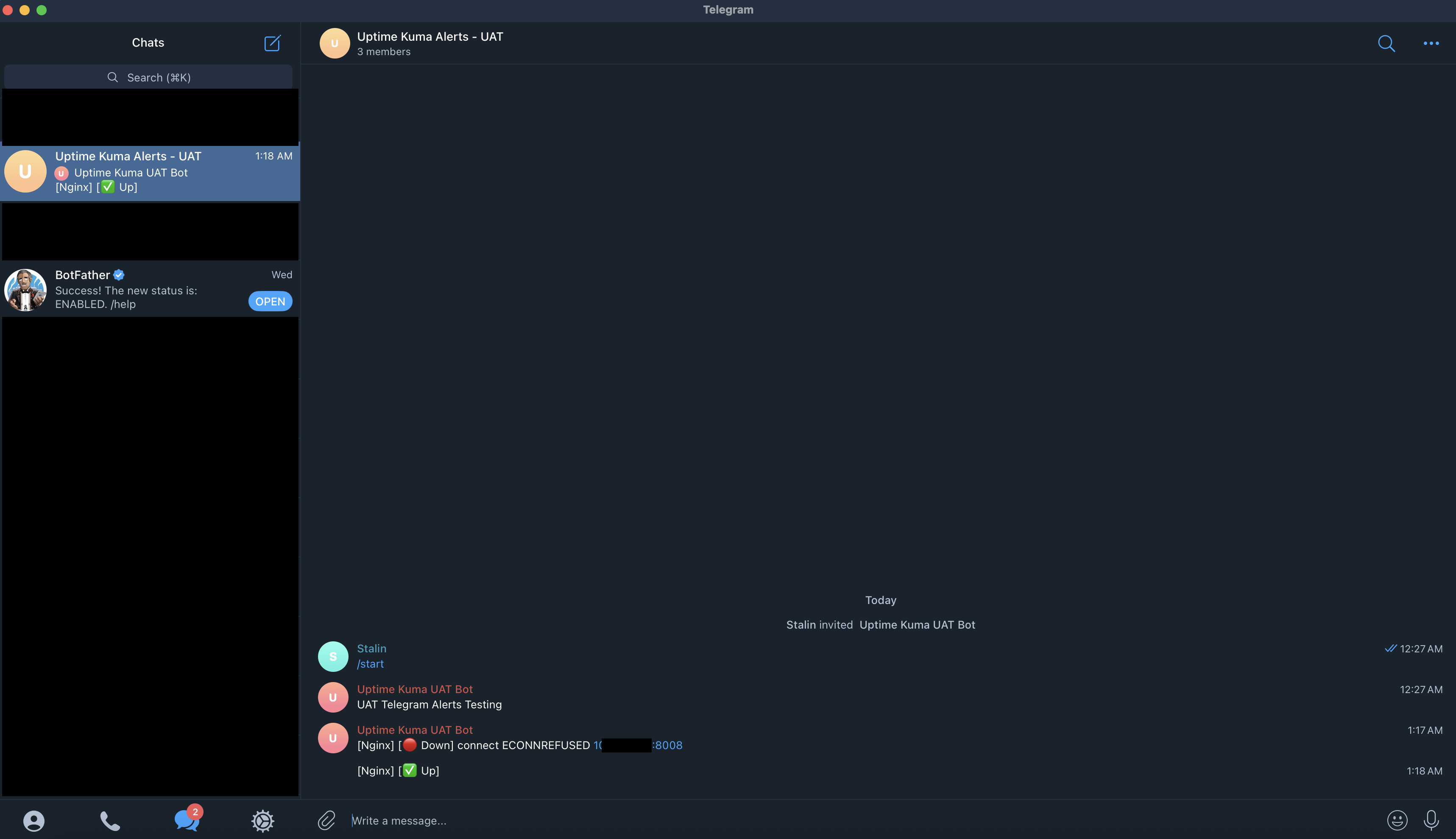 Notification Alerts in Telegram